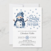 ベビー冬のベビーシャワー外は寒い 招待状 (正面)