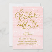 ベビー冬のベビーシャワー外は寒い 招待状 (正面)