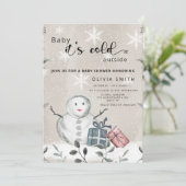 ベビー冬のベビーシャワー外は寒い 招待状 (スタンド正面)