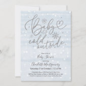 ベビー冬のベビーシャワー外は寒い 招待状 (正面)