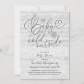 ベビー冬のベビーシャワー外は寒い 招待状 (正面)