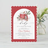 ベビー冬のベビーシャワー外は寒い 招待状 (スタンド正面)
