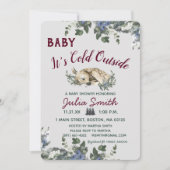 ベビー冬のベビーシャワー外は寒い 招待状 (正面)