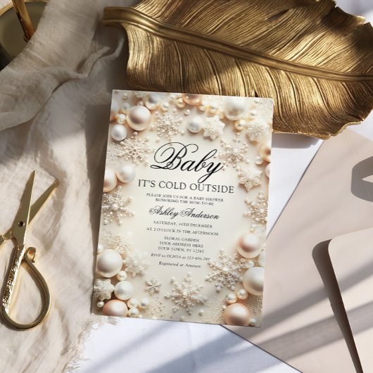 ベビー冬のベビーシャワー外は寒い 招待状