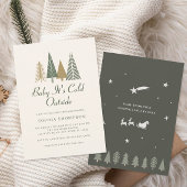 ベビー冬のベビーシャワー外は寒い 招待状