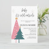 ベビー冬のベビーシャワー外は寒い 招待状 (スタンド正面)