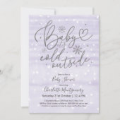 ベビー冬のベビーシャワー外は寒い 招待状 (正面)