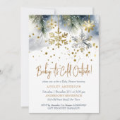 ベビー冬のベビーシャワー外は寒い 招待状 (正面)