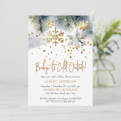 ベビー冬のベビーシャワー外は寒い 招待状 (スタンド正面)