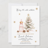 ベビー冬のベビーシャワー外は寒い 招待状 (正面)