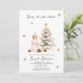 ベビー冬のベビーシャワー外は寒い 招待状 (スタンド正面)