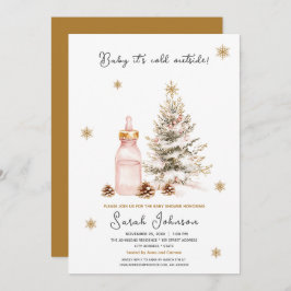 ベビー冬のベビーシャワー外は寒い 招待状