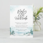 ベビー冬のベビーシャワー外は寒い 招待状 (スタンド正面)