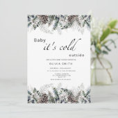 ベビー冬のベビーシャワー外は寒い 招待状 (スタンド正面)