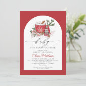 ベビー冬のベビーシャワー外は寒い 招待状 (スタンド正面)