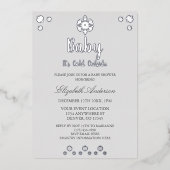 ベビー冬のベビーシャワー外は寒い 箔招待状 (正面)