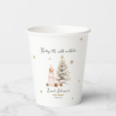 ベビー冬のベビーシャワー外は寒い 紙コップ (裏面)