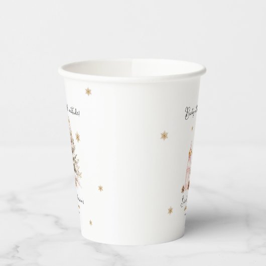 ベビー冬のベビーシャワー外は寒い 紙コップ (左)