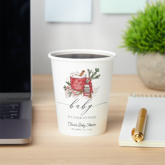 ベビー冬のベビーシャワー外は寒い 紙コップ (インサイチュ)