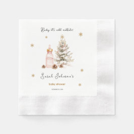 ベビー冬のベビーシャワー外は寒い 縁ありカクテルナプキン