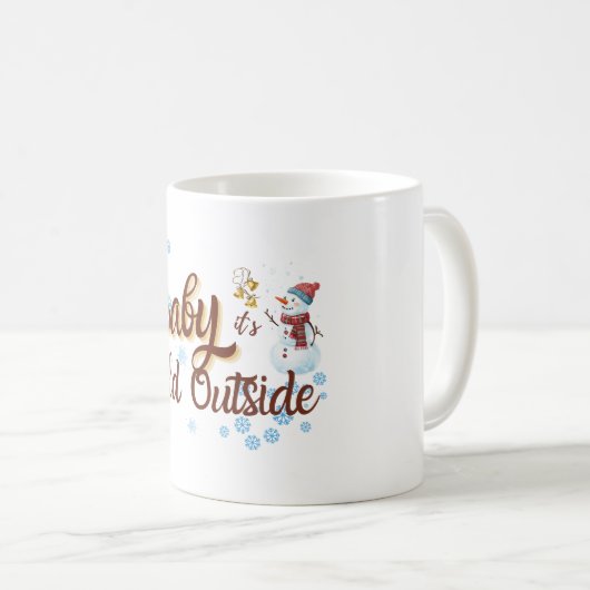 ベビー冬のマグカップ外は寒い コーヒーマグカップ (正面右)