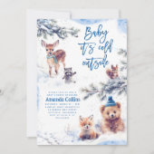 ベビー冬の動物の外は寒い赤ちゃんシャワー 招待状 (正面)