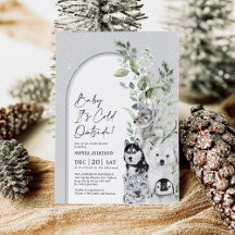 ベビー冬の動物の外は寒い赤ちゃんシャワー