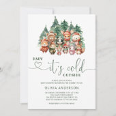 ベビー冬の動物の外は寒い赤ちゃんシャワー 招待状 (正面)