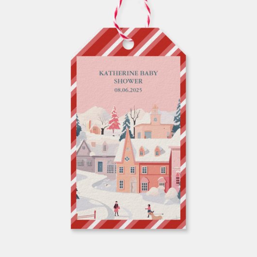 ベビー冬の外が寒い赤ちゃんシャワー ギフトタグ (裏面)