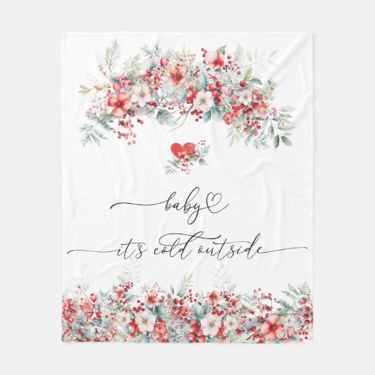 ベビー冬の外で寒いフローラベビーシャワー フリースブランケット (正面)