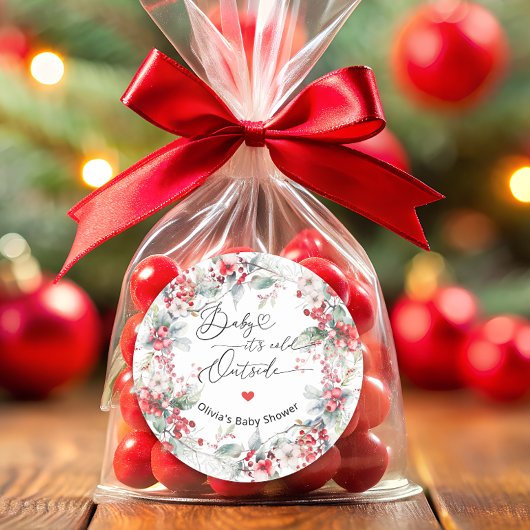 ベビー冬の外で寒いフローラベビーシャワー ラウンドシール