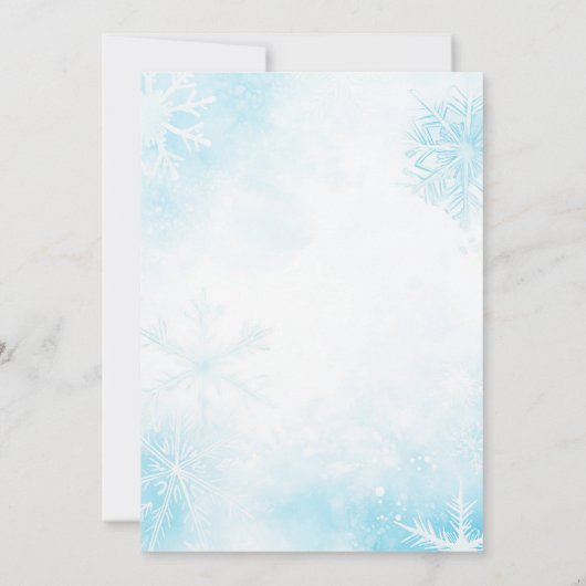 ベビー冬の外で寒いブルーボウ赤ちゃんシャワー 招待状 (裏面)