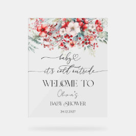 ベビー冬の外で寒い赤ちゃんシャワーへようこそ アクリルサイン