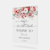 ベビー冬の外で寒い赤ちゃんシャワーへようこそ アクリルサイン (傾斜)