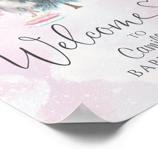 ベビー冬の外で寒い赤ちゃんシャワーへようこそ ポスター (角)