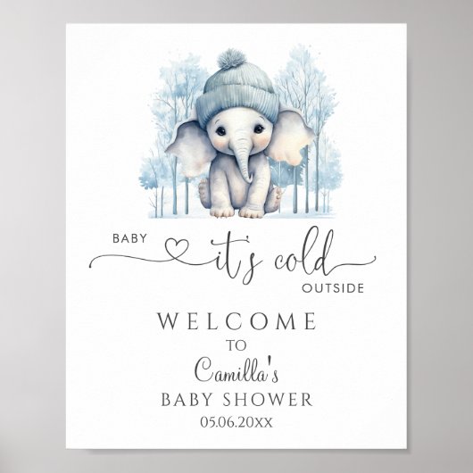 ベビー冬の外で寒い赤ちゃんシャワーへようこそ ポスター (正面)