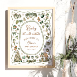 ベビー冬の外で寒い赤ちゃんシャワーへようこそ ポスター