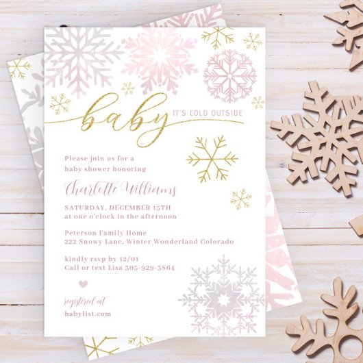 ベビー冬の外は寒いシャワー招待状 招待状