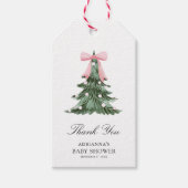 ベビー冬の外は寒いピンクボウありがとう ギフトタグ (正面)