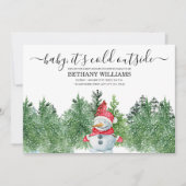 ベビー冬の外は寒いベビーシャワー雪Inv 招待状 (正面)