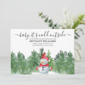 ベビー冬の外は寒いベビーシャワー雪Inv 招待状 (スタンド正面)