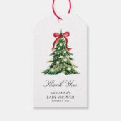 ベビー冬の外は寒いレッドボウありがとう ギフトタグ (正面)