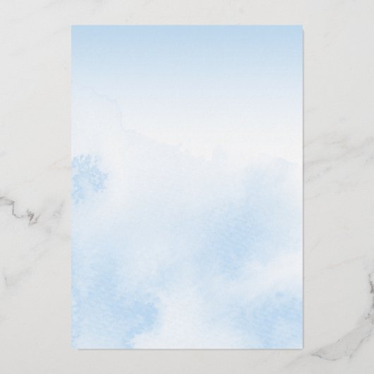 ベビー冬の外は寒い男の子の赤ちゃんシャワーフォイル 箔招待状 (裏面)