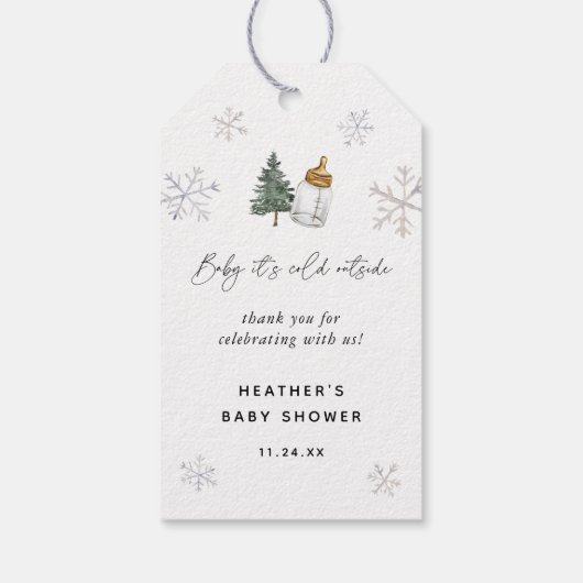 ベビー冬の外は寒い赤ちゃんシャワーの好意 ギフトタグ (裏面)