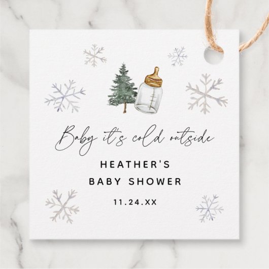 ベビー冬の外は寒い赤ちゃんシャワーの好意 フェイバータグ (裏面)