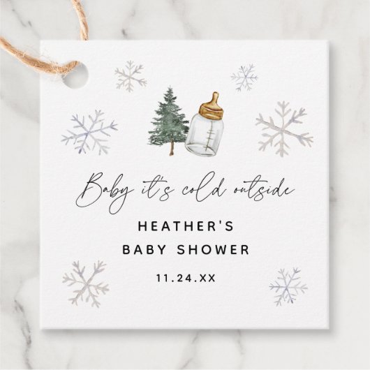 ベビー冬の外は寒い赤ちゃんシャワーの好意 フェイバータグ (正面)