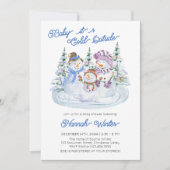 ベビー冬の外は寒い雪だるまベビーシャワー 招待状 (正面)