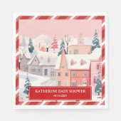 ベビー冬の女の子の赤ちゃんシャワー外が寒い スタンダードランチョンナプキン (正面)