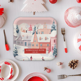 ベビー冬の女の子の赤ちゃんシャワー外が寒い ペーパープレート