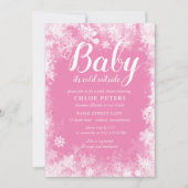 ベビー冬の女の子の赤ちゃんシャワー外が寒い 招待状 (正面)